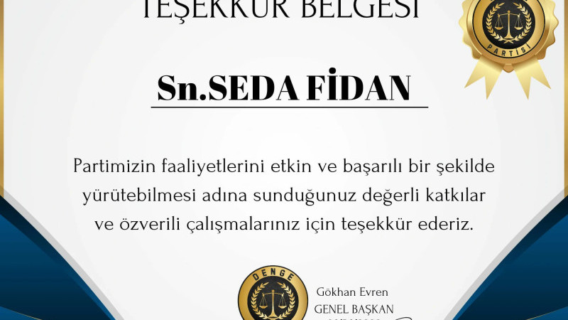 Genel Başkan Evren’den, Gazeteci Fidan’a teşekkür 