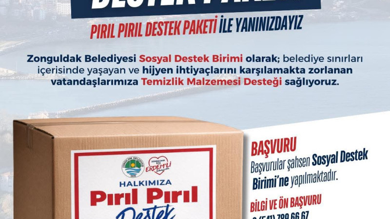 Zonguldak Beledşyesinden Temizlik Malzemesi desteği